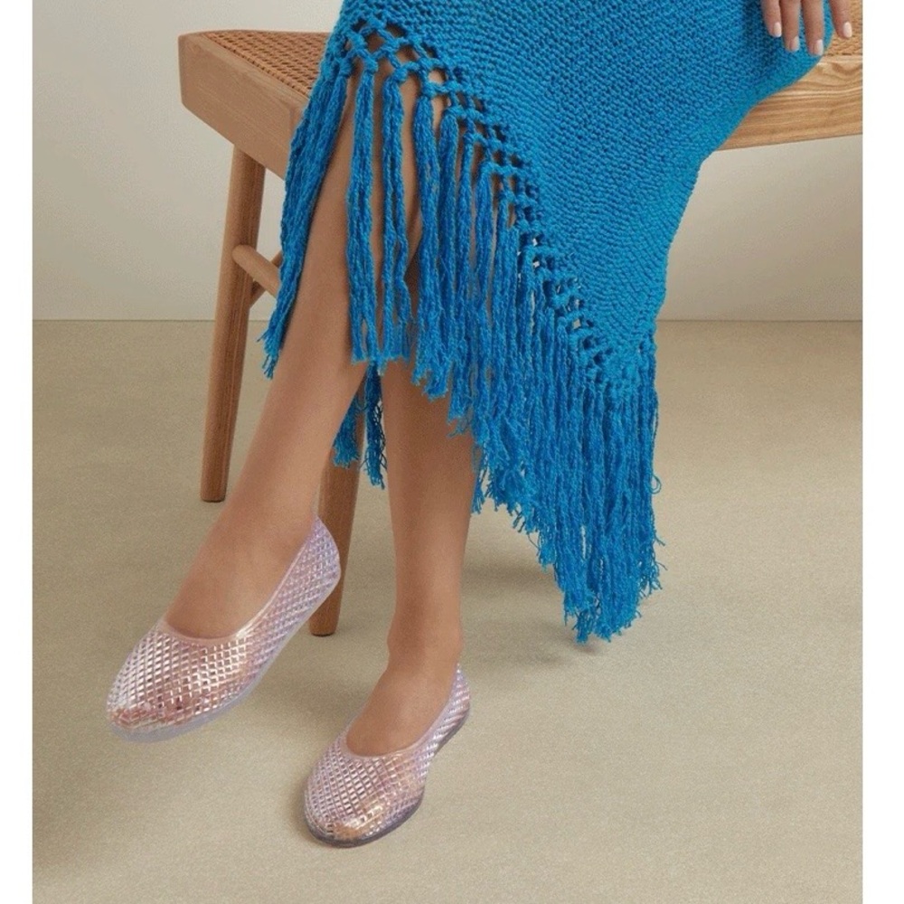 Ancient Greek Sandals Pink Iridescent Cassiopeia Jelly Flats